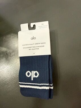 Alo Yoga  Navy & White Crew Socks -Unisex